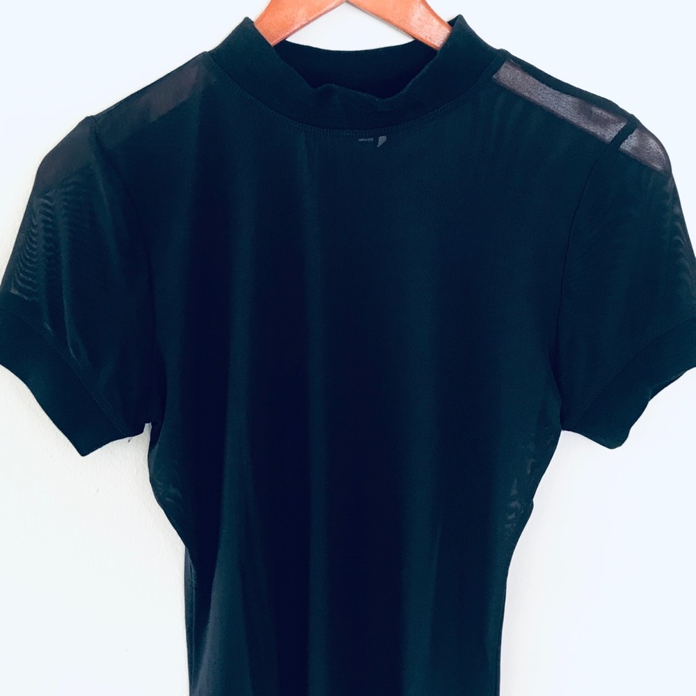 Out From Under Black Mesh Short Sleeve Top Size L